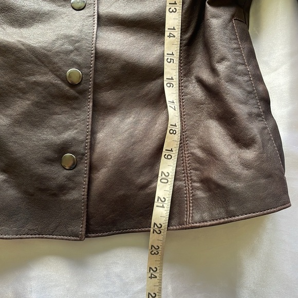 Henry Grethel Brown Leather Jacket Moto Tailored Buckle Accents Snap Front - Picture 9 of 15